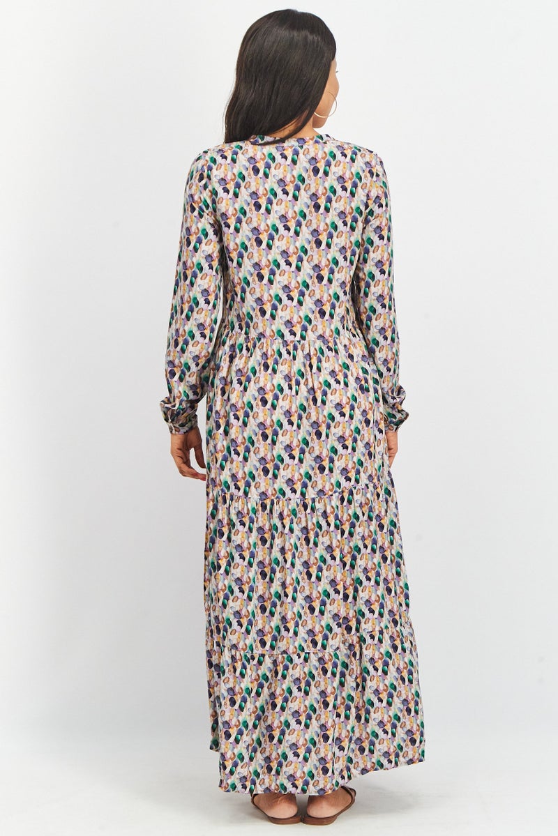 Tchibo Women Allover Print Maxi Dress, Green - Image 3